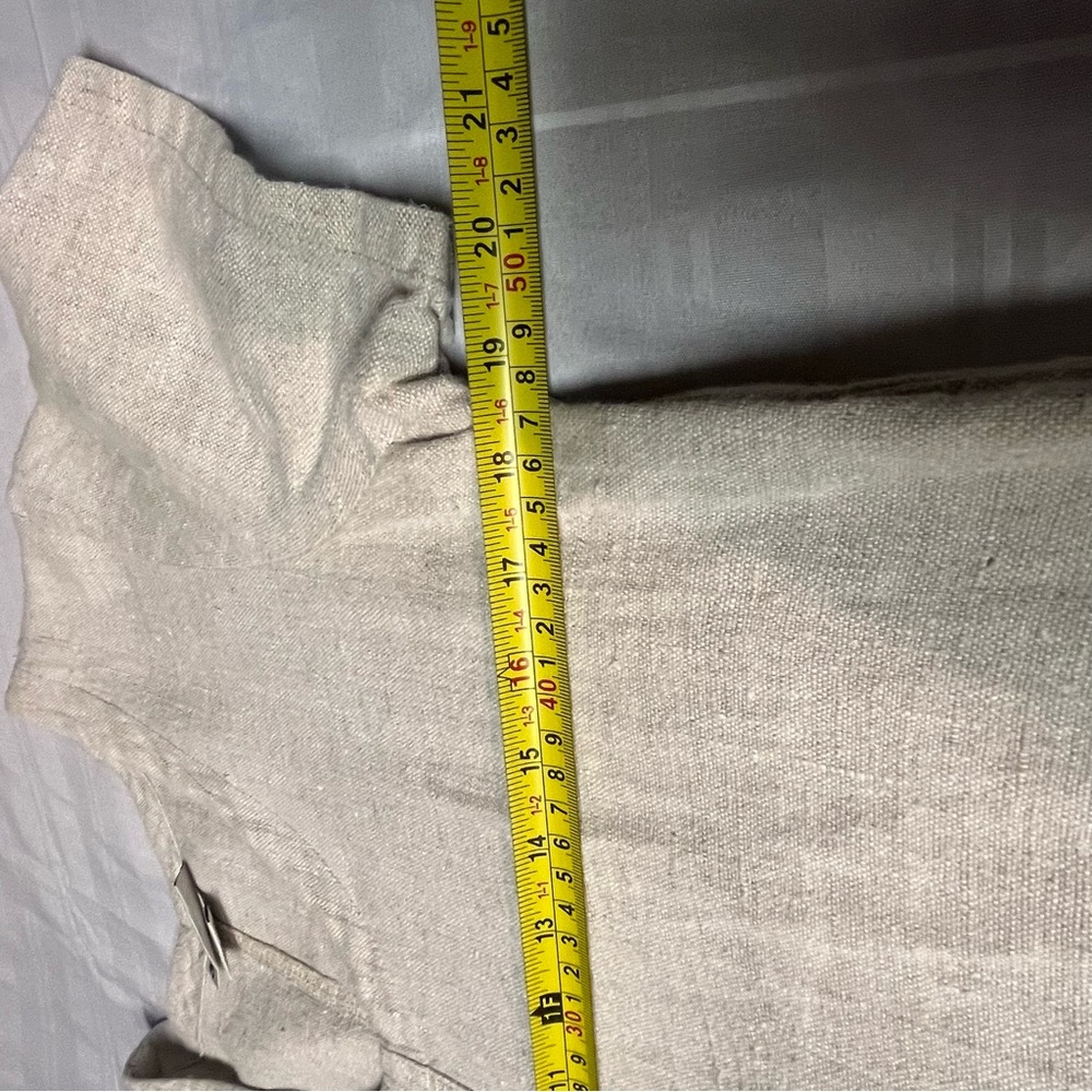 Sunbelt Beige Linen Shift Dress Summery Rustic Minimalist Medium Pockets - Picture 12 of 15